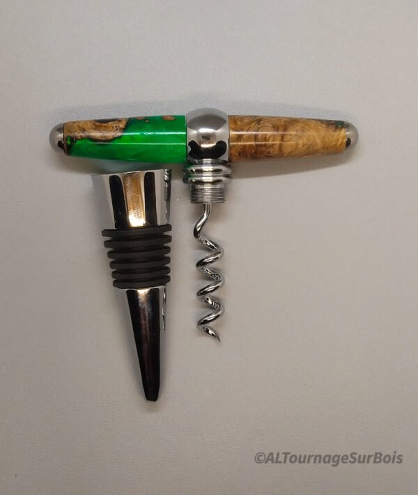 Tire-Bouchon en marronnier / résine verte